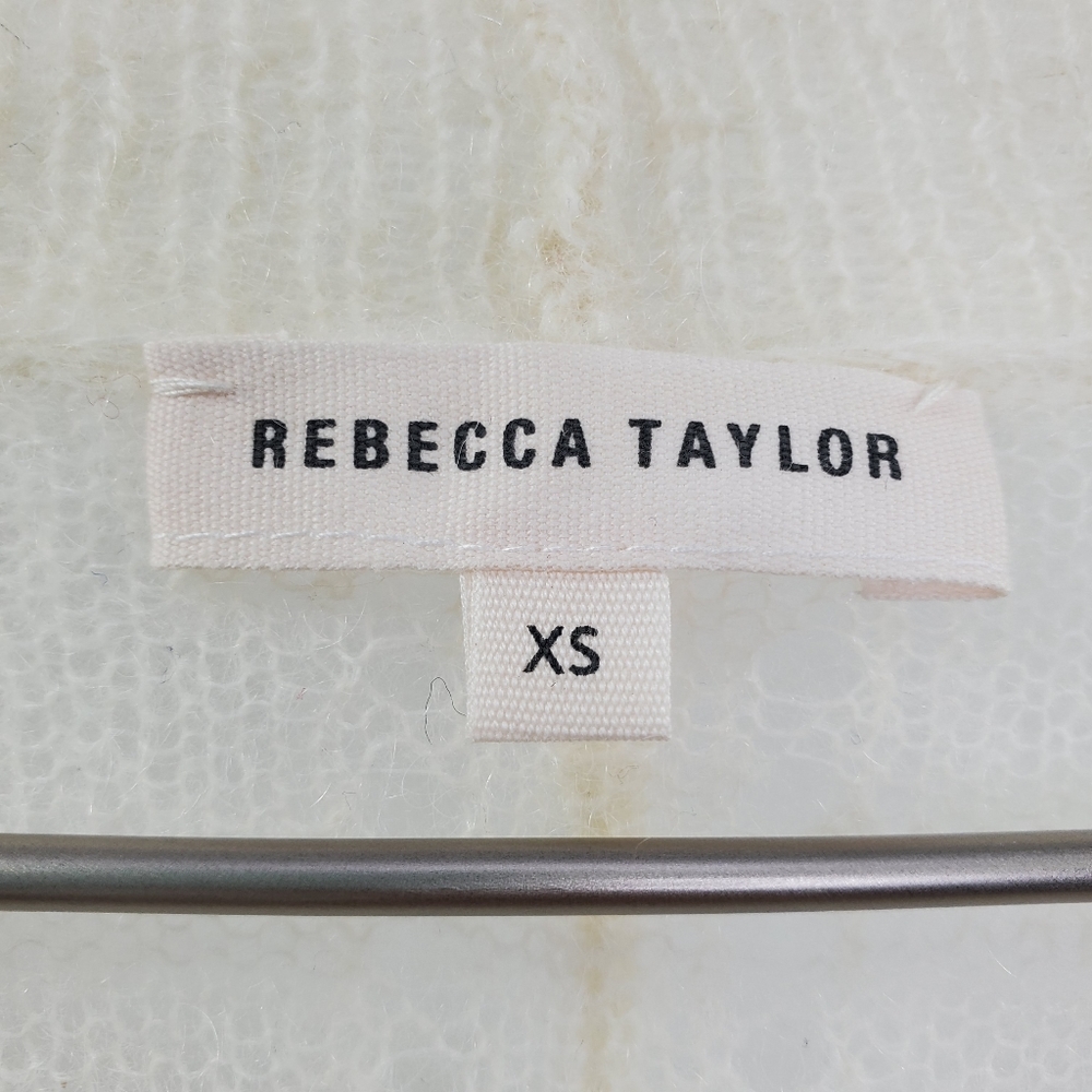 Rebecca Taylor Fuzzy Sheer Open Draped Cardigan Mohair Alpaca Cream Cozy - Picture 7 of 8